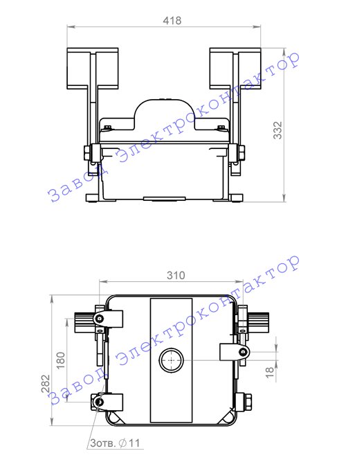 Внешний вид, габаритные и установочные размеры командоаппарата серии ЭК-8250 (ЭК8252, ЭК8257)
