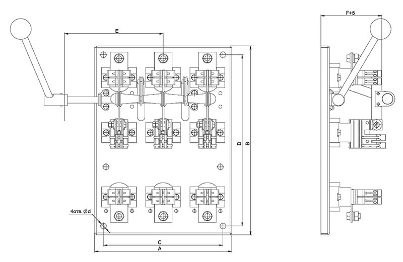 Рубильник РПБ-5П 1000А УЗ
